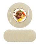 15" Round Braided Placemats – Set of 6, Beige